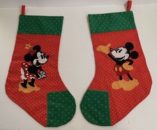 Pair of DISNEY Kurt Adler MICKEY MOUSE  MINNIE MOUSE Christmas STOCKINGS 2