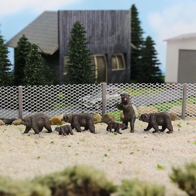12 Or 24 PC HO Scale 1:87 Wild Animal PVC Bears - Gray Model Railway Scene Figures