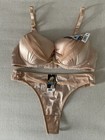 “New” Elegant Bra Panty Set Size 30B/L Color Beige — photo 1