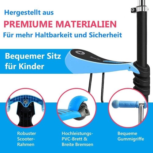5 in 1 Kinderroller Tretroller LED Räder Scooter Cityroller Dreiradscooter 2J - Bild 26 von 42