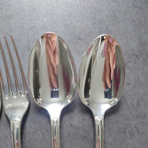 Christofle Malmaison Standard Knife Fork Spoon 6pcs Silverplate Excellent - Picture 6 of 20