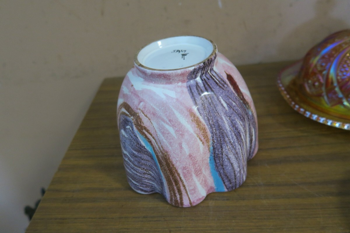 Vintage Italian Italy Art Pottery Marked FF Pot Planter Vase Hand