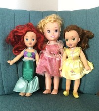 Disney Little Princess Dolls Ariel Belle Aurora Lot Setof 3 Plush Plastic