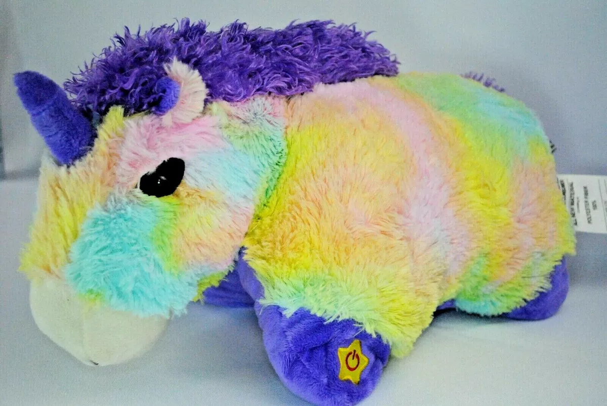 Pillow Pets Glow Pets Unicorn Purple/Tie-Dye Light-up Plush Toy, Tested  Oct/21!!