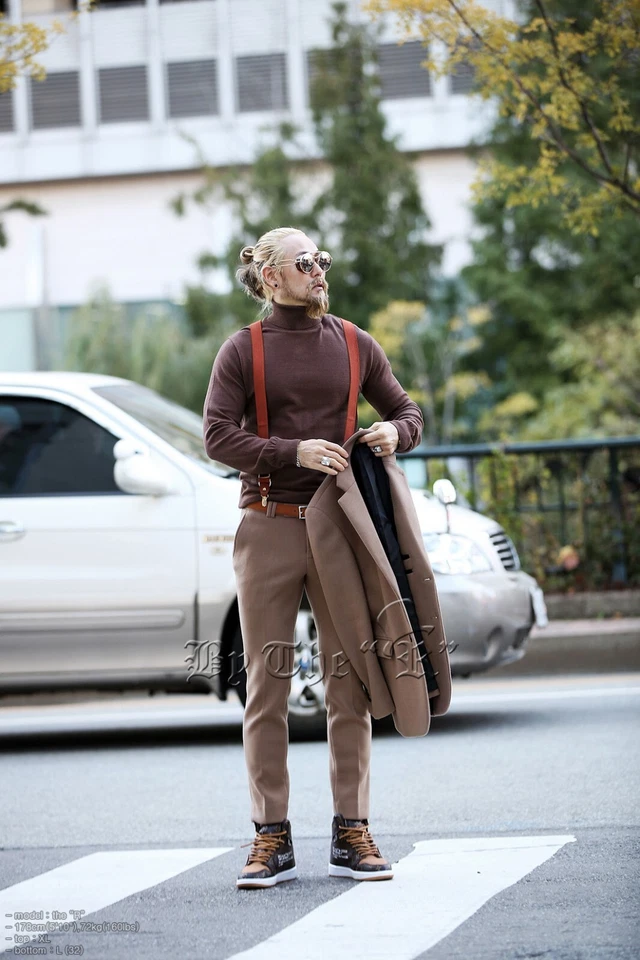 Byther Men's 1 1/4 inch Solid Straight Leather Clip Adjustable Y Back Suspender - Image 4 of 4