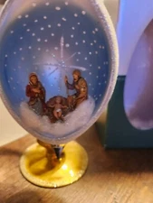 Soffieria De Carlini Italy Nativity Blown Glass Ornament Tear Drop NWT Diorama. 