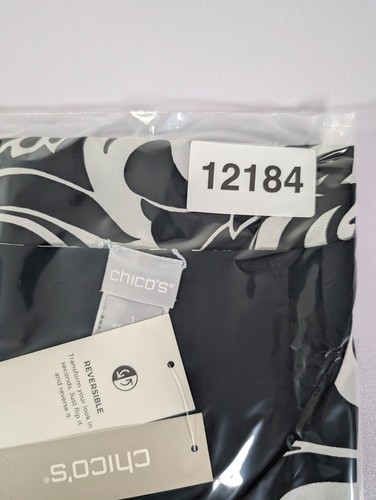 CHICO'S Tank Top Women Size 1 Reversible Scroll Print Woven Pattern Black White - Picture 10 of 10