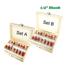 15pcs 1/4inch Router Bits Set Woodworking Tool Cutter Shank Tungsten Carbide A/B