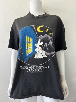 Vintage 80s Stedman T-Shirt Bunny Rabbit Graphic Humorous Men s XL