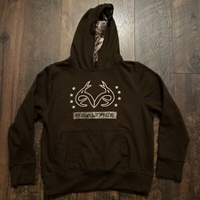 Real Tree Brown Camo Youth Pullover Hoodie Sweatshirt Kids M Medium Antlers Teen