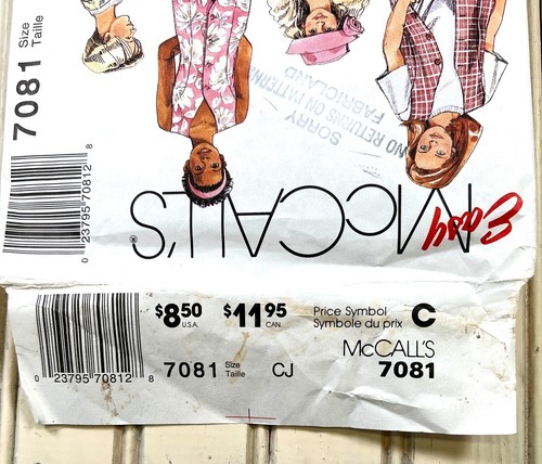 7081 McCalls Pattern anni '90 gilet/t-shirt/pantaloni/pantaloncini set taglia 10 12 14 - Foto 5 di 5