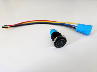 Schalter Nebelschlussleuchte Druckschalter NSL Knopf 16 mm 12V gelb 5PIN Schwarz