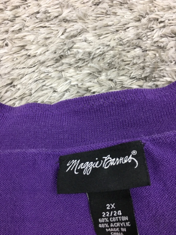 Camisa Maggie Barnes Mujer Talla 2X Púrpura Manga Corta Algodón Acrílico Foto 4 de 4