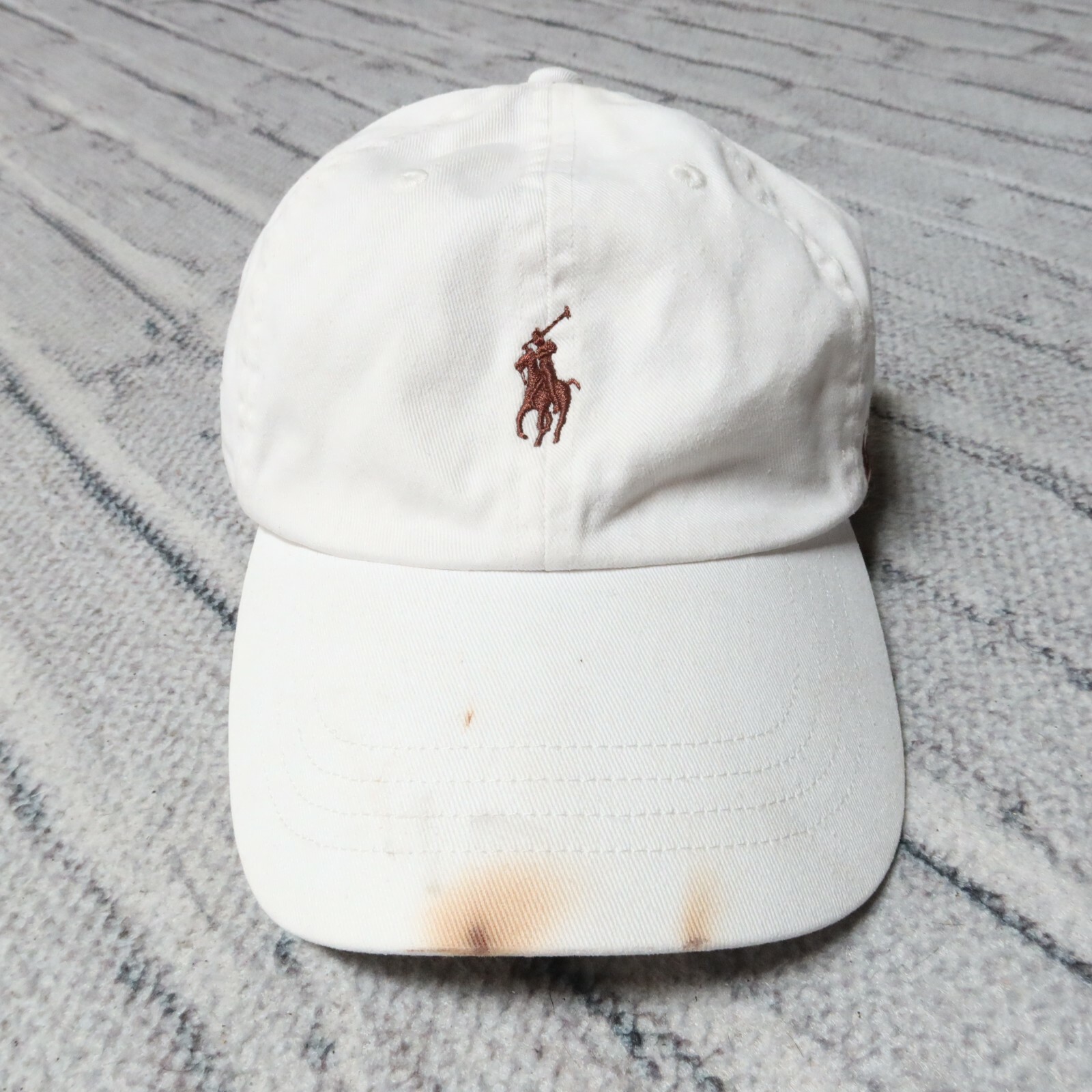 Cappello vintage polo Ralph Lauren con logo pony in pelle con strapback effetto invecchiato