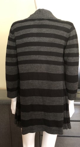 CANDIES Womens Open Front Cardigan Sweater - Black Gray Stripe - Size L - Picture 4 of 9