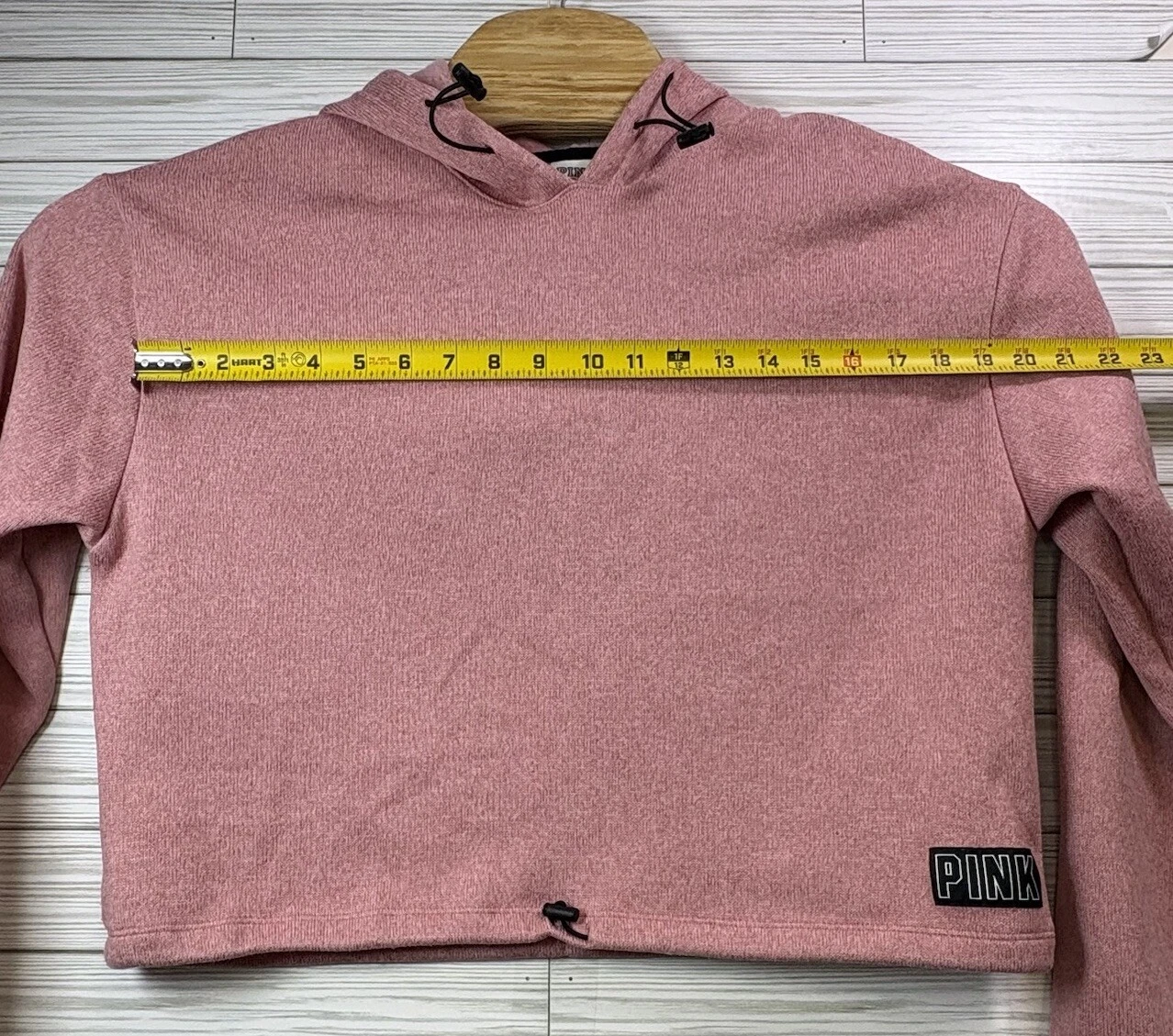 UNDERCOVER Felpa con cappuccio Victoria's Secret ROSA donna maglia ritagliata pull over draw string taglia Med