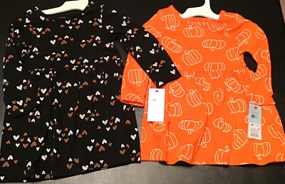 Toddler Girls' Halloween Heart Long Sleeve Dress - Cat & Jack Black 3T