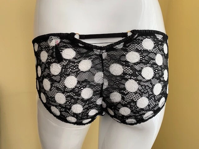 Pantalón corto Passionata by Chantelle lunares nuevo con etiquetas negro/blanco XSmall Foto 3 de 4