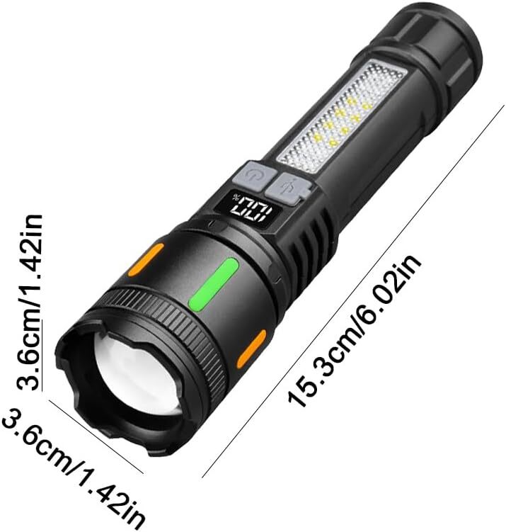 Torcia Tattica LED Super Luminosa 350000 Lumen – Ricaricabile USB, Stroboscopica E Impermeabile, La Luce Da Lavoro Definitiva