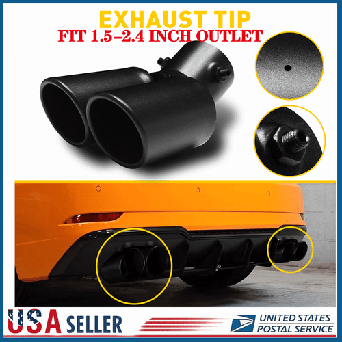 Universal Single Outlet Straight Throat Black Car Exhaust Pipe