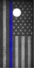 Police Line Flag Diamond Plate Cornhole Wrap Bag Toss Skin Decal Sticker