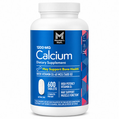 Members Mark Calcium 1200mg with Vitamin D3 600 Tablets Bone Health Supplement