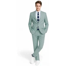 Nautica Men's Modern Fit 2 Piece Suit Jacket 40 S Pants 34x30 Mint Green Stretch