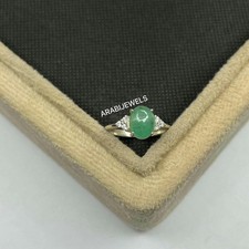 Natural Emerald Ring 925 Sterling Silver Gift For Her Halo Engagement Ring.