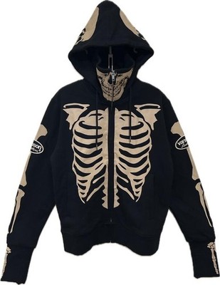 VANSON Full Zip Hoodie Human Bone Stehkragen Baumwolle Größe L Farbe Schwarz ...