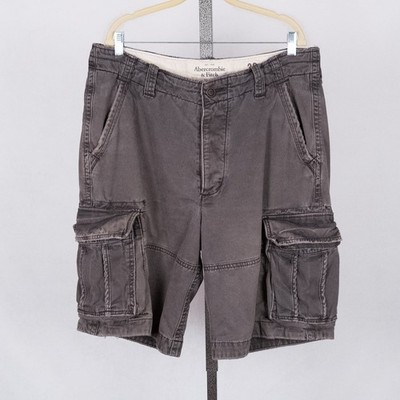 Abercrombie Fitch Men's Distressed Cargo Shorts Size 36 Gray Heavyweight  Y2K