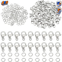 Biegeringe 4Mm Edelstahl 120 StüCk Mit 60 KarabinerverschlüSsen Schmuck Basteln