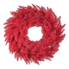 Vickerman 30" Plastic Fir Artificial Christmas Wreath in Red