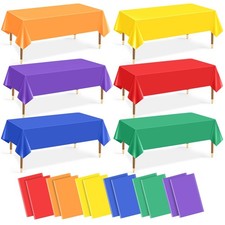 12Pcs Plastic Table Cloth Disposable, Assorted Color Rainbow Tablecloth Color...