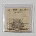 1937 Canada 25 twenty five cents - KM# 35 - ICCS CERTIFIED MS-63 - CD-034