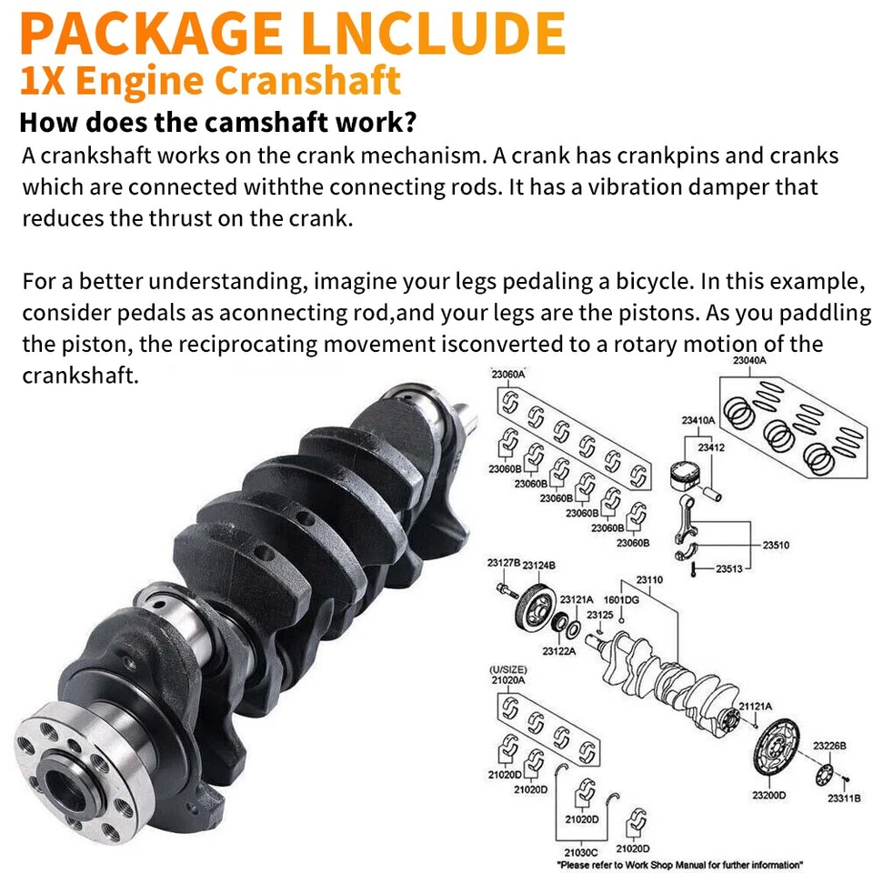 Cigüeñal de motor para Hyundai Sonata para Tucson para kia Optima para Forte 2,4 L Foto 4 de 4