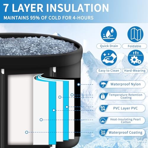 Oval Ice Bath Tub for Athletes, XL Portable Cold Water Plunge Tub with Black - Picture 7 of 7