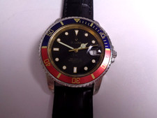 Bulova Diver Mens Watch Day & Date Black Dial Full Size Leather Automatic