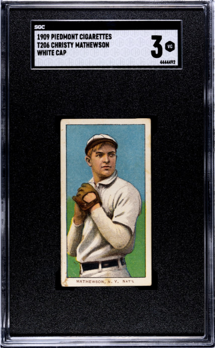 1909 T206 Piedmont 150/25 Christy Mathewson White Cap SGC 3 STUNNING