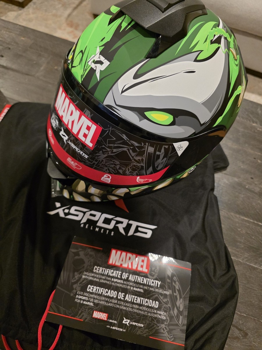 Marvel X-Sports Colab Motorcycle Helmet Hulk/Venom Helmet Size XL