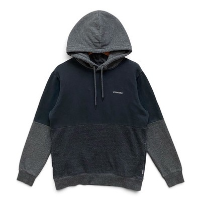 Volcom Hoodie Sweatshirt Two Tone Colorblock Black Grey Skatewear Size M
