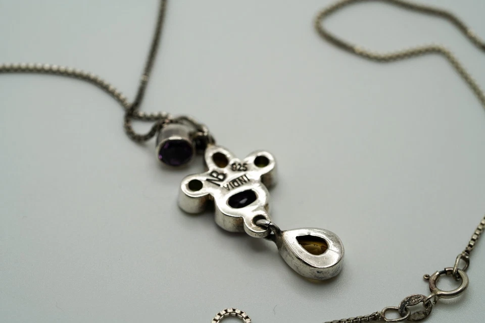 Nicky Butler Sterling Silver Multi Color Gemstone Necklace 18" JB2 - Image 4 of 4