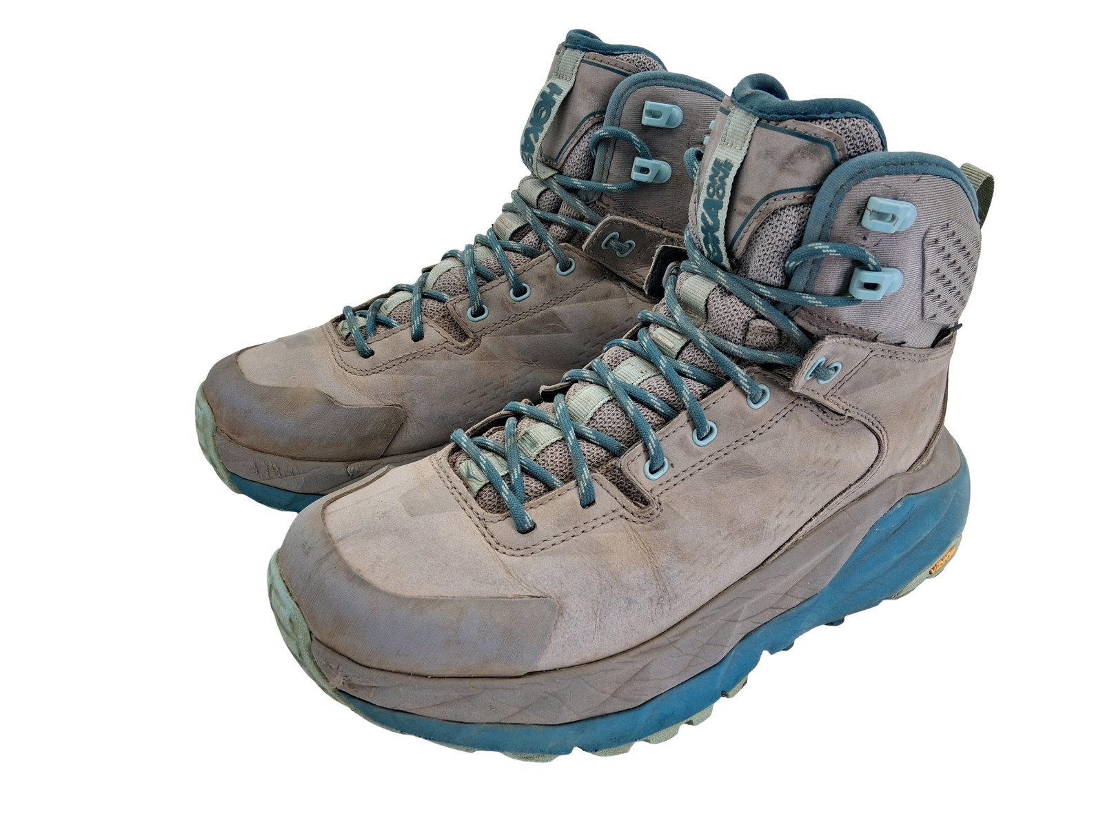 Hoka One One Kaha GTX Boots Womens Size 6.5 Gray Gore-Tex Nubuck Hiking Vibram