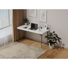 4ft Plastic Folding Table Indoor Outdoor Heavy Duty Portable w/Handle Lock