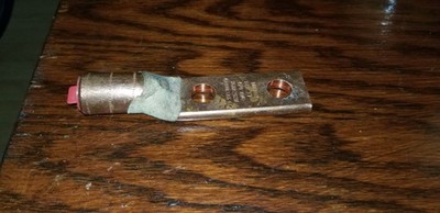 Burndy YGHA282N 4/0 AWG 2 Hole 1/2'' Compression Connector Lug w/Inspection Probe