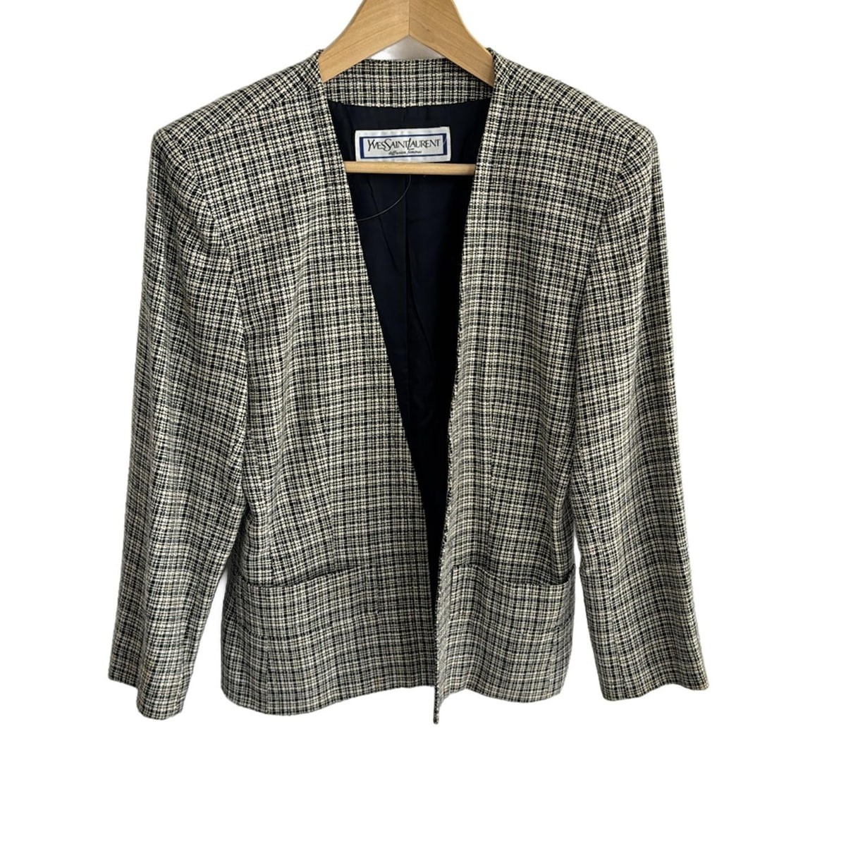 Auth Yves Saint Laurent Giacca da donna nero panna