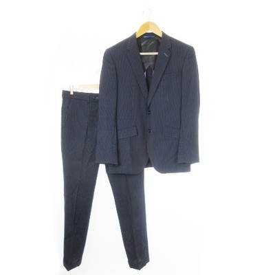 LANVIN 48 Men's Navy Single Suit Jacket & Tapered Slacks 2 Piece Set