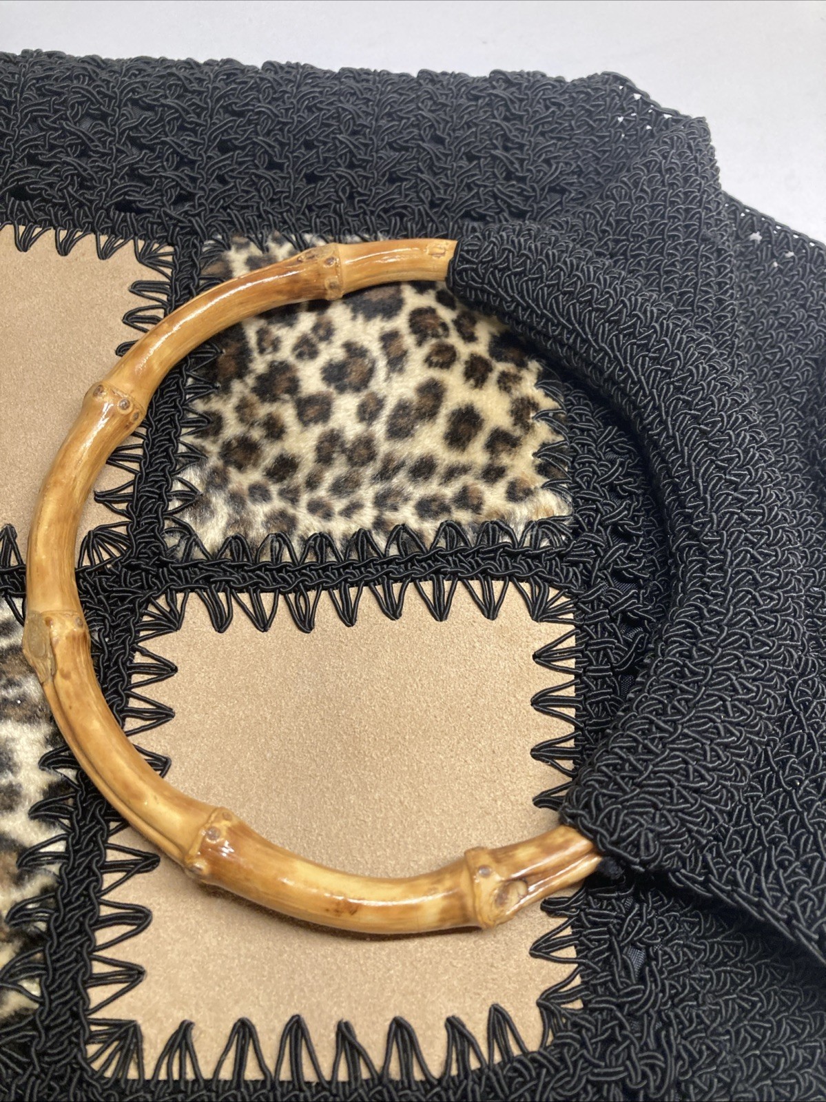 Vintage Chateau Macrame Black Patchwork Boho Wove… - image 18