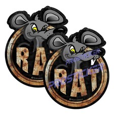 Rusty Rat Rod Cartoon Rat Decal (One) 3" 2 Pack ProSticker 708 2PK