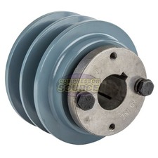 Cast Iron 3.35 " Dual Groove Pulley Belt B Section 5L with 1" Sheave Bushing