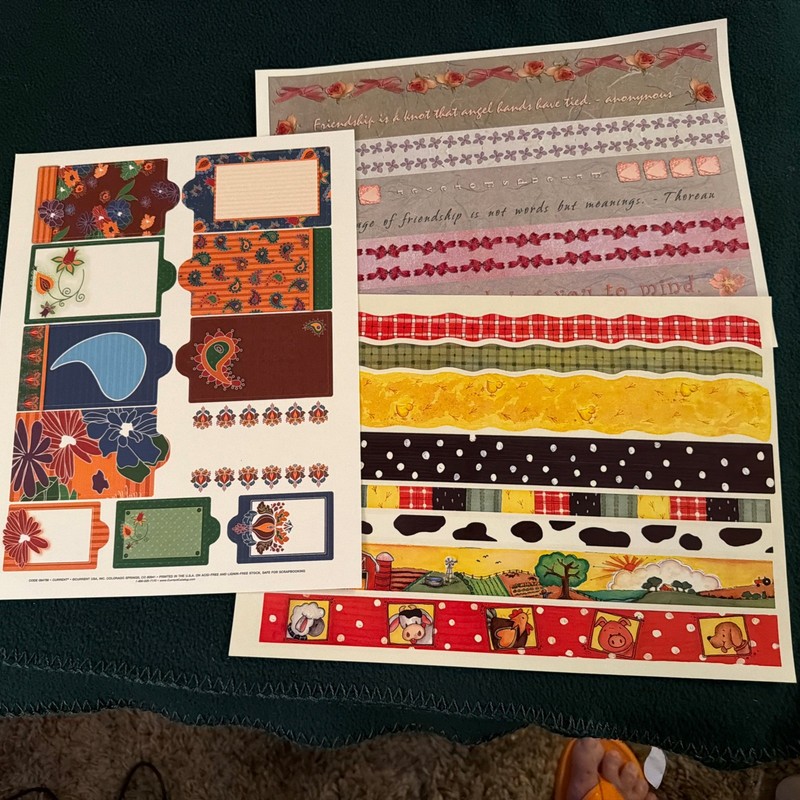 2 Vintage Current Border Sheets - 20 Total - 1 Tag Sheet - 11 Tags - New - K